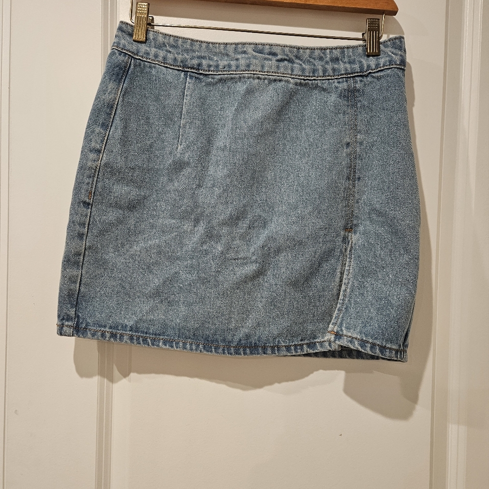 Lioness Blue Denim Mini Skirt, Size Medium